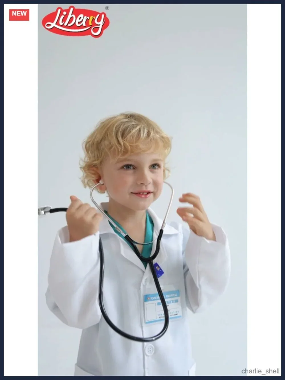 Kids Doctor Costume Set Pretend Play Lab Coat Scrubs Stethoscope